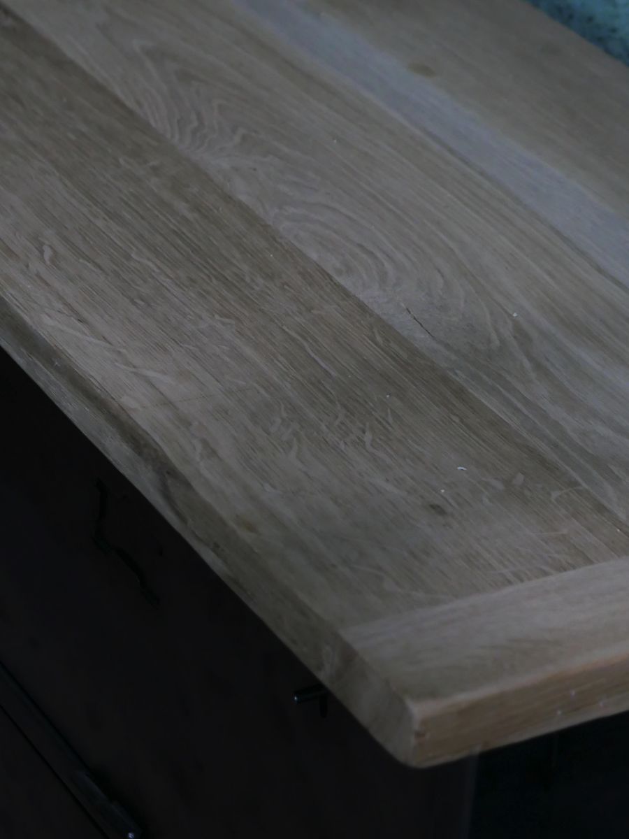 enfilade industrielle 9 compartiments atelier militaire plateau vieux chene massif – Image 11