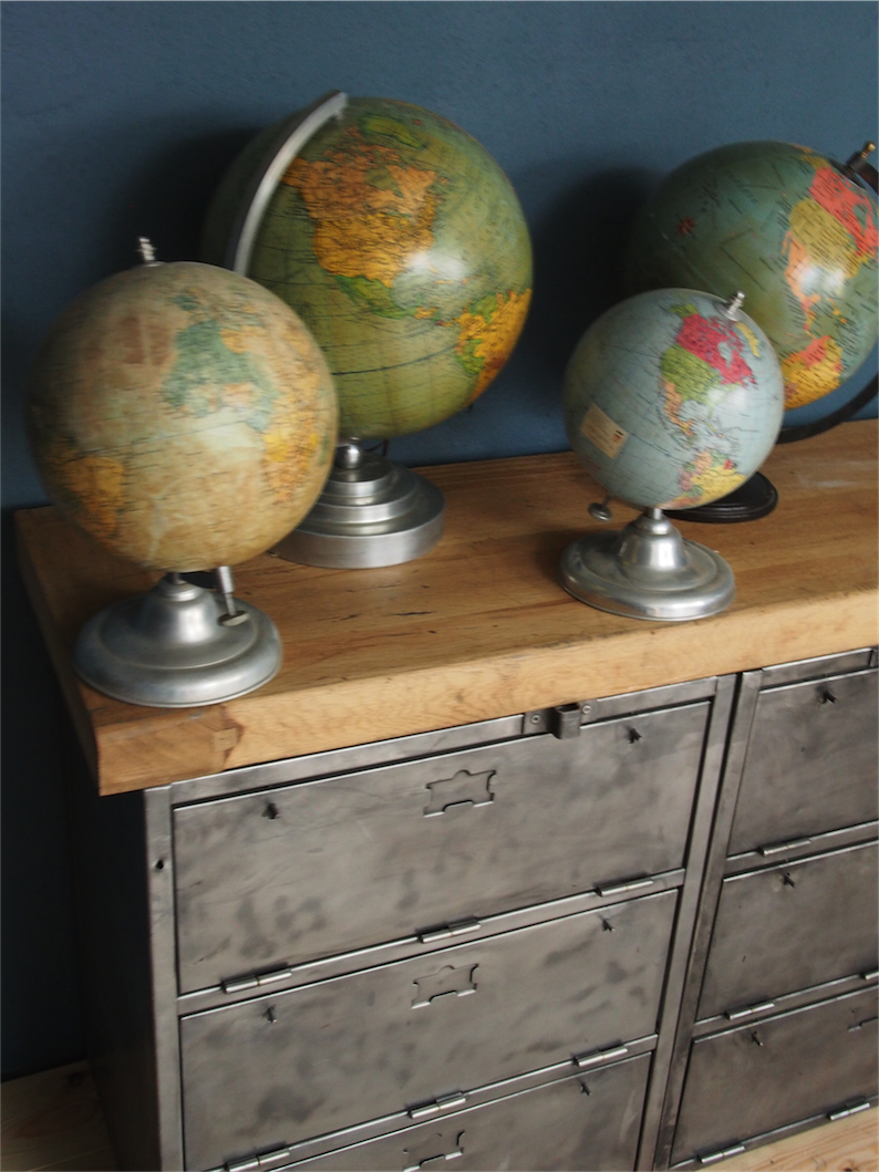 enfilade industrielle 9 compartiments atelier militaire plateau vieux chene massif – Image 5