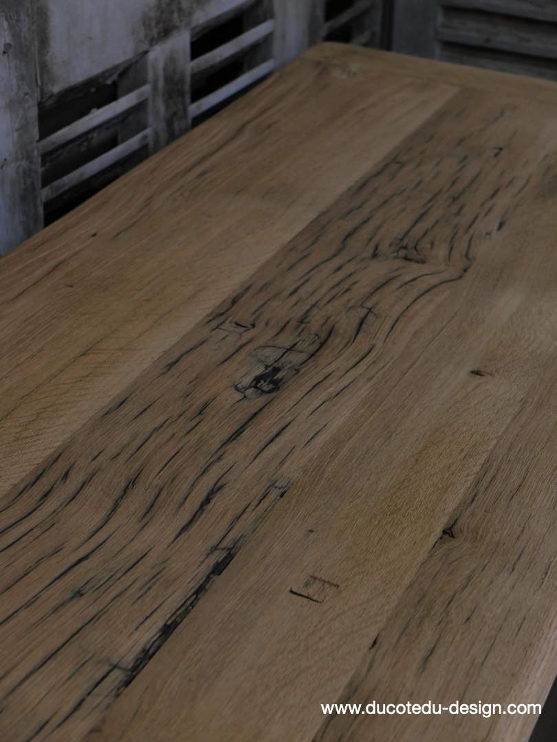 meuble militaire console métal plateau bois 6 tiroirs – Image 9