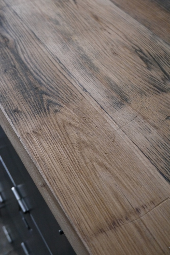 enfilade industrielle 6 compartiments atelier militaire plateau vieux chene massif – Image 12