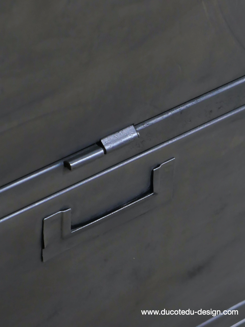 enfilade industrielle 12 compartiments atelier militaire plateau vieux chene massif – Image 12