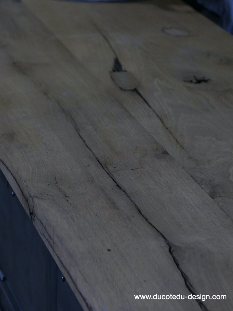 enfilade industrielle 12 compartiments atelier militaire plateau vieux chene massif – Image 16