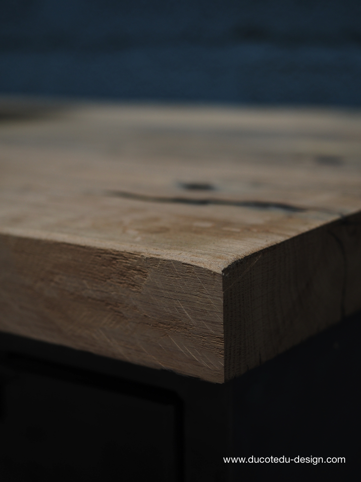 enfilade industrielle 9 compartiments atelier militaire plateau vieux chene massif – Image 9