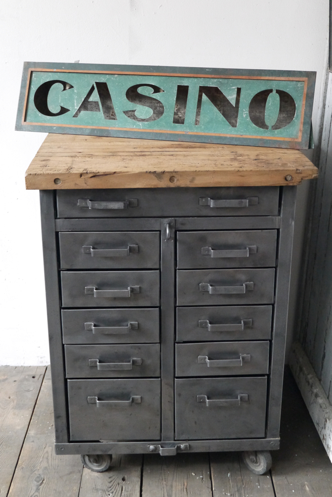 etabli d'atelier industriel metal 11 tiroirs plateau bois massif – Image 3