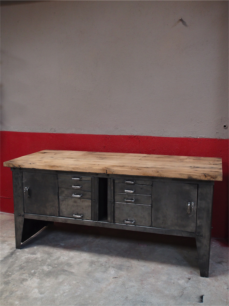 grand etabli bureau console industriel biguet atelier Renault – Image 5