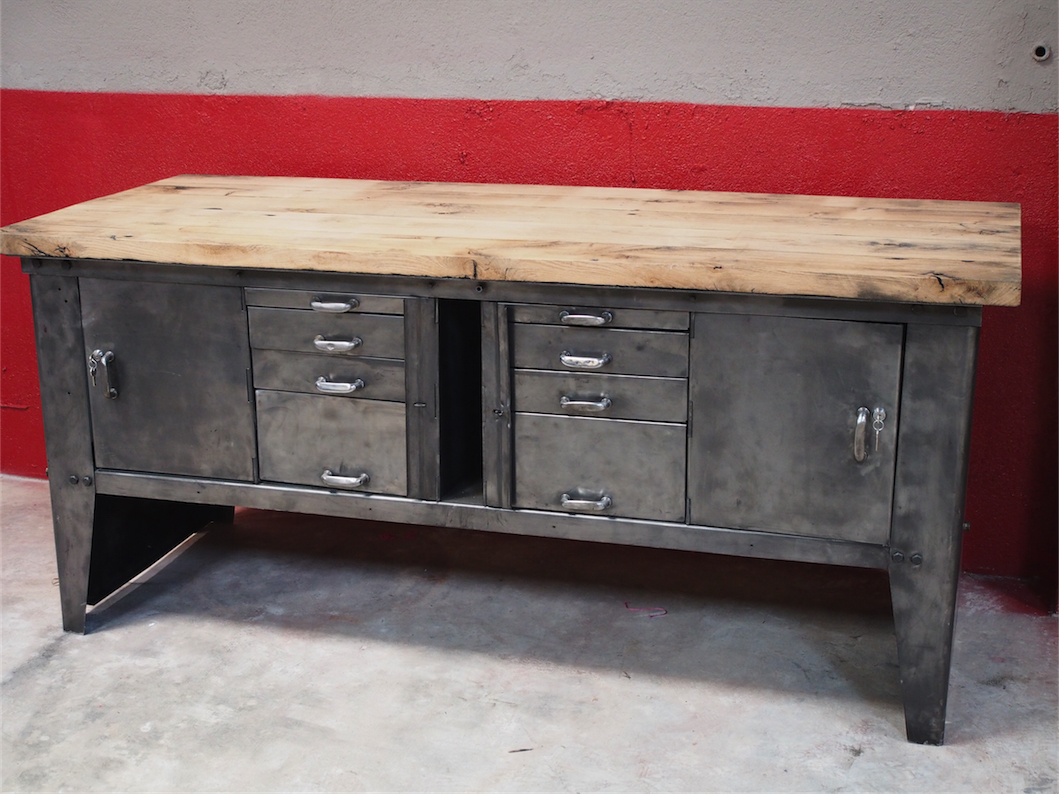 grand etabli bureau console industriel biguet atelier Renault – Image 6