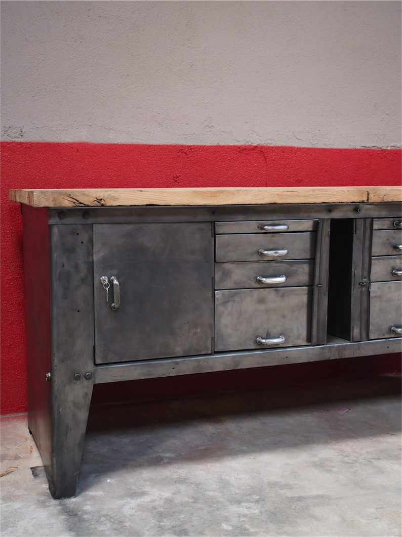 grand etabli bureau console industriel biguet atelier Renault – Image 12