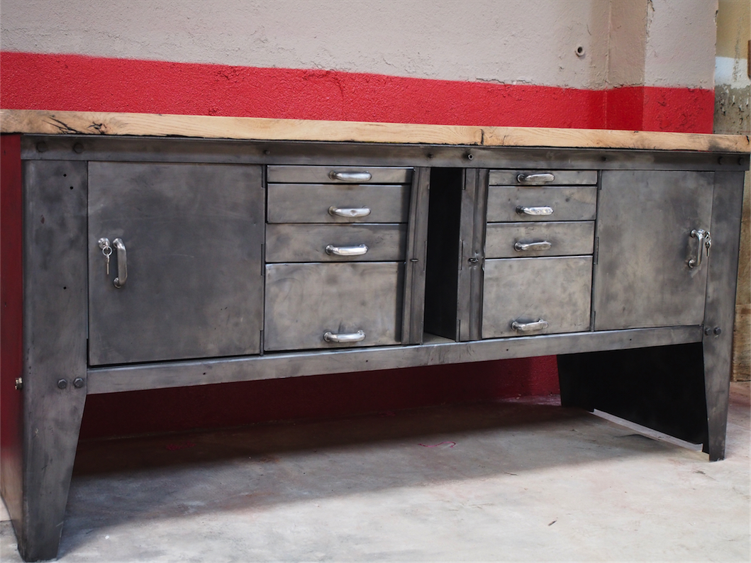 grand etabli bureau console industriel biguet atelier Renault – Image 13