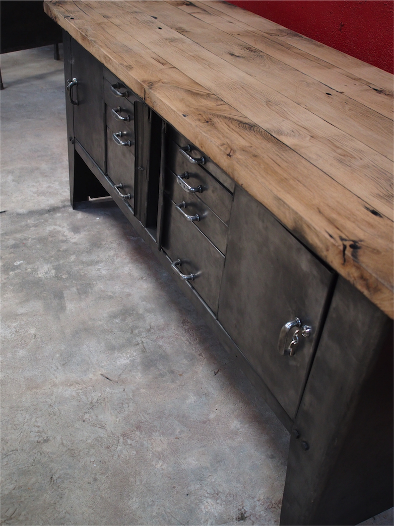 grand etabli bureau console industriel biguet atelier Renault – Image 14