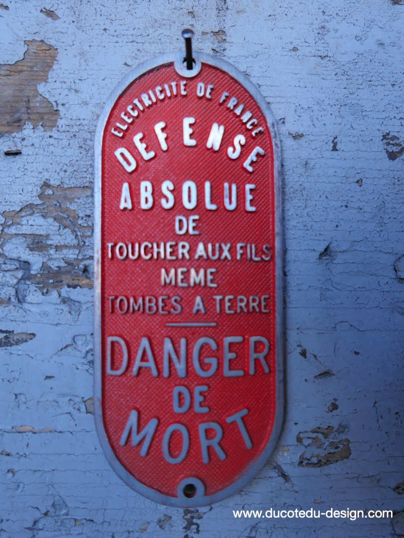 Plaque alu danger de mort. eletricite de france EDF – Image 2