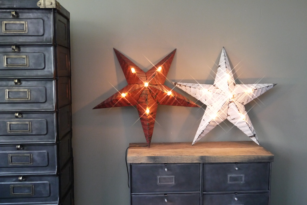 etoile de grange lumineuse Amish zinc blanche grand modele – Image 11