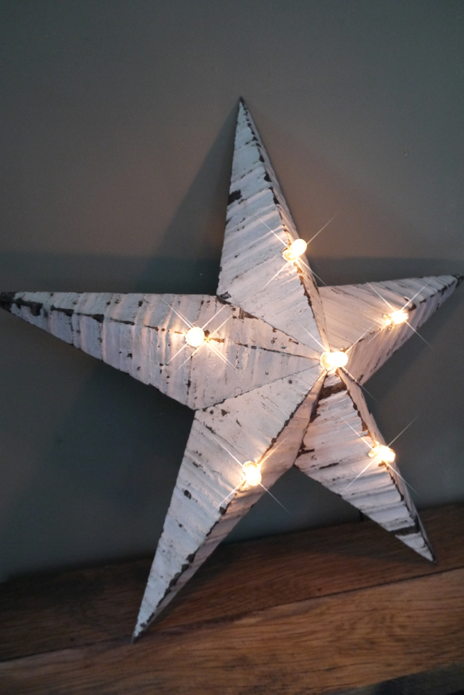 etoile de grange lumineuse Amish zinc blanche grand modele – Image 3