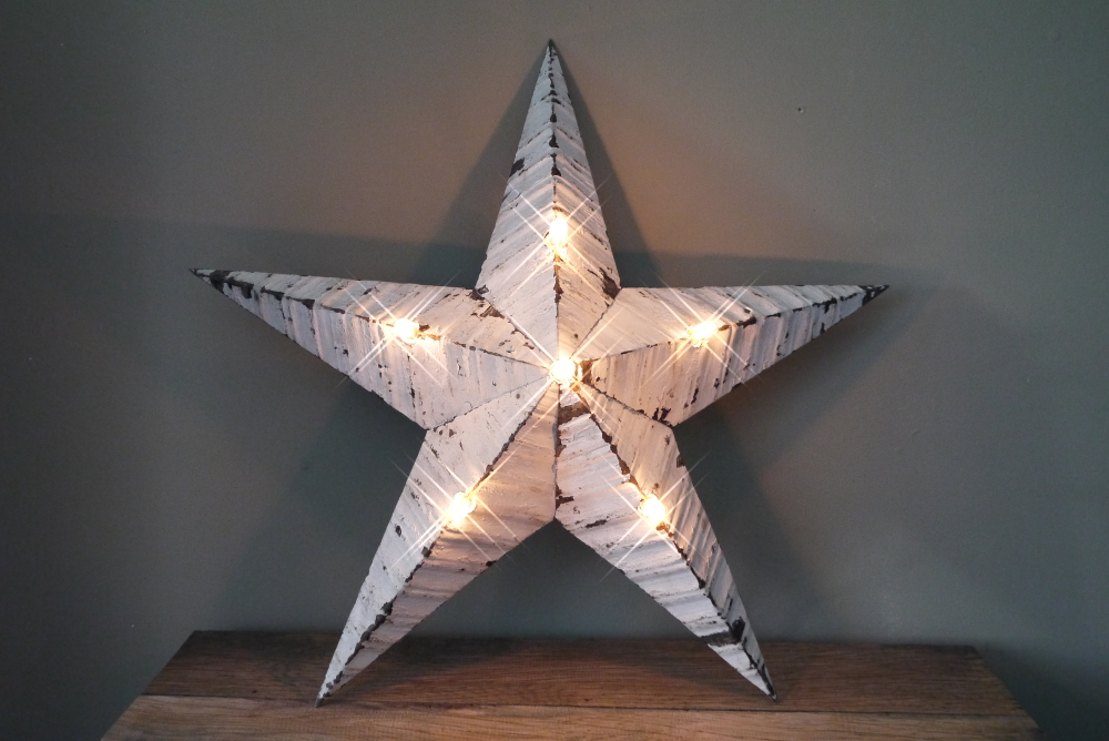 etoile de grange lumineuse Amish zinc blanche grand modele – Image 5