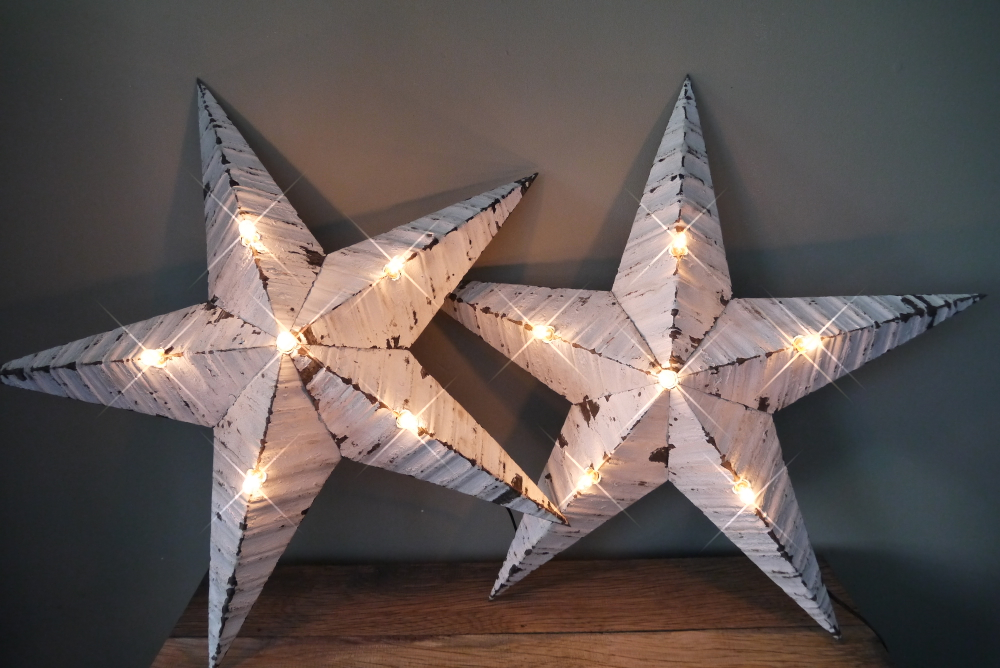 etoile de grange lumineuse Amish zinc blanche grand modele – Image 6