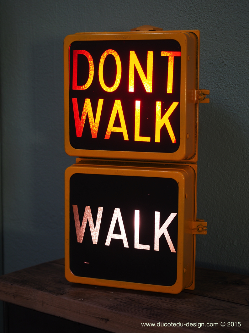 New York feu dont walk americain vintage USA jaune d'origine – Image 4