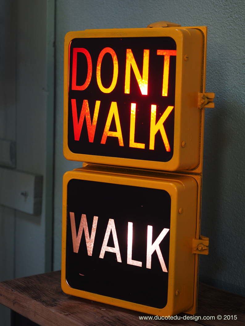 New York feu dont walk americain vintage USA jaune d'origine – Image 2