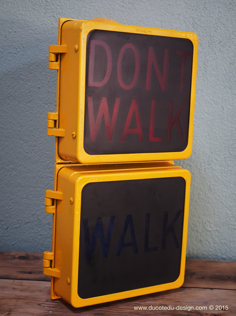 New York feu dont walk americain vintage USA jaune d'origine – Image 3