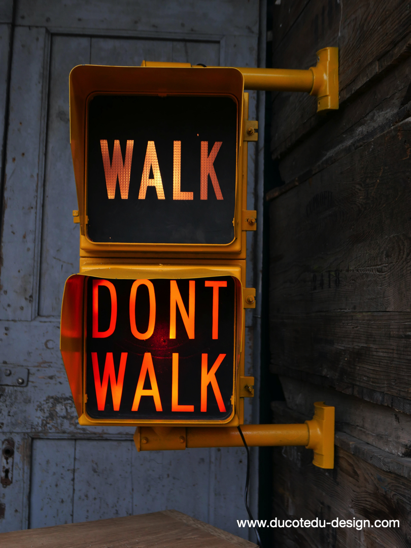 New York feu dont walk americain vintage USA jaune d'origine – Image 2