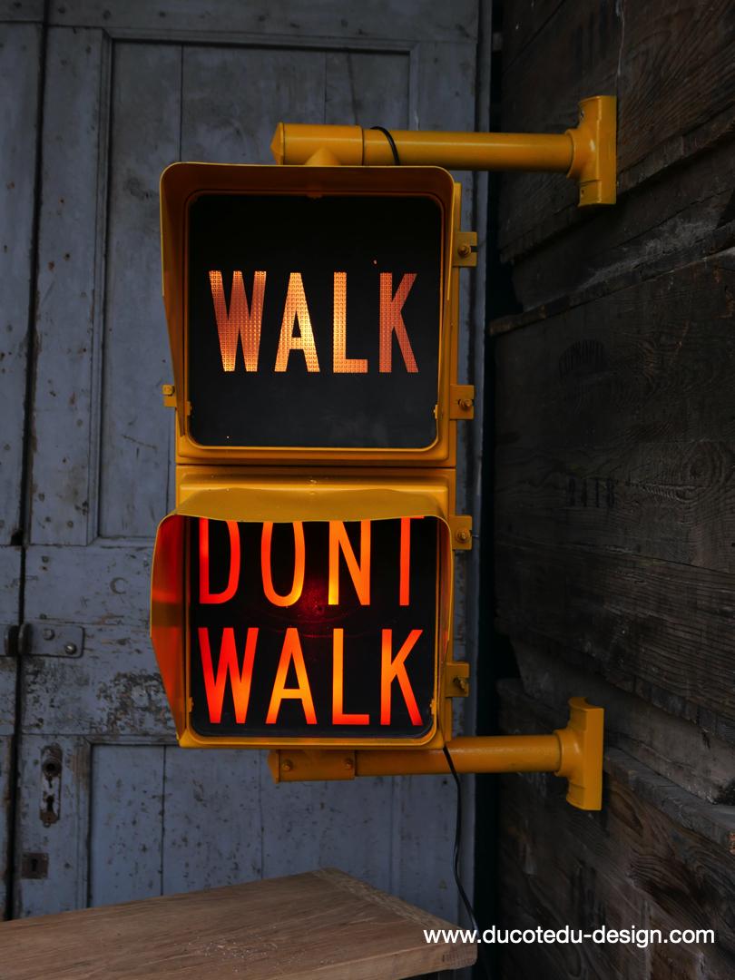 New York feu dont walk americain vintage USA jaune d'origine – Image 3