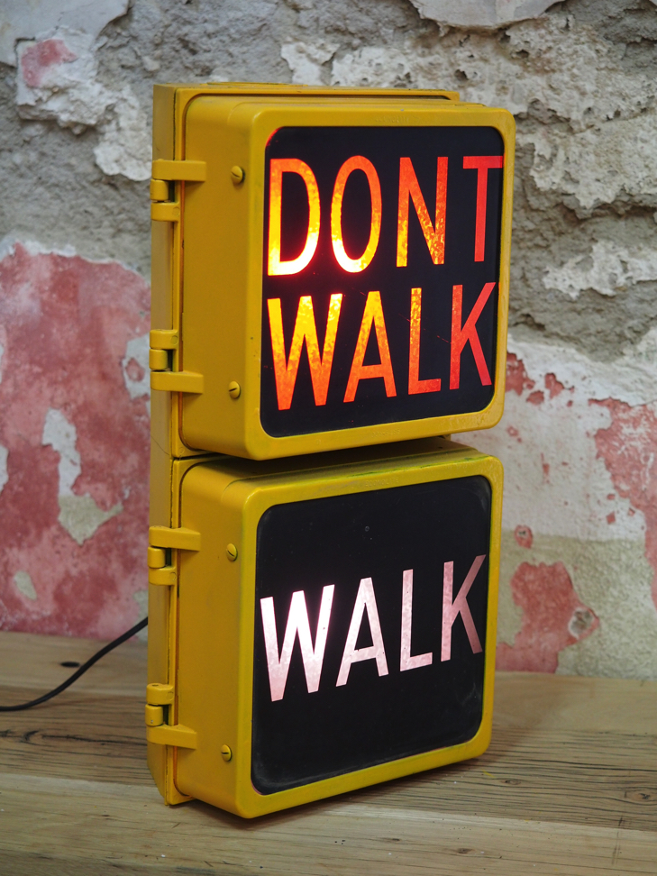 New York feu dont walk americain vintage USA jaune d'origine – Image 2