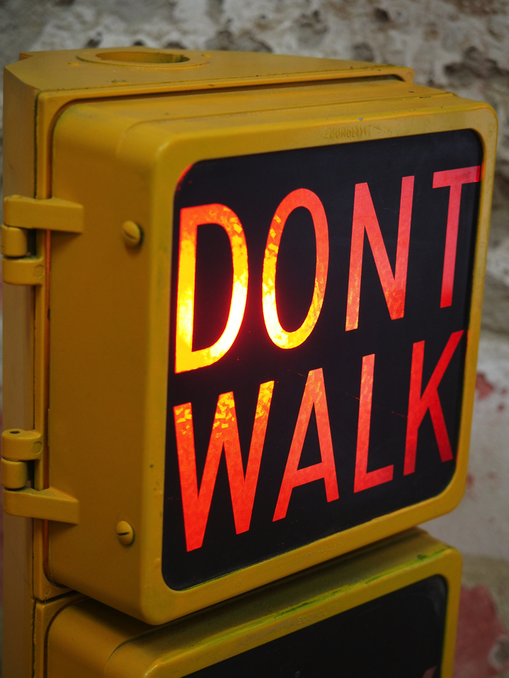 New York feu dont walk americain vintage USA jaune d'origine – Image 3