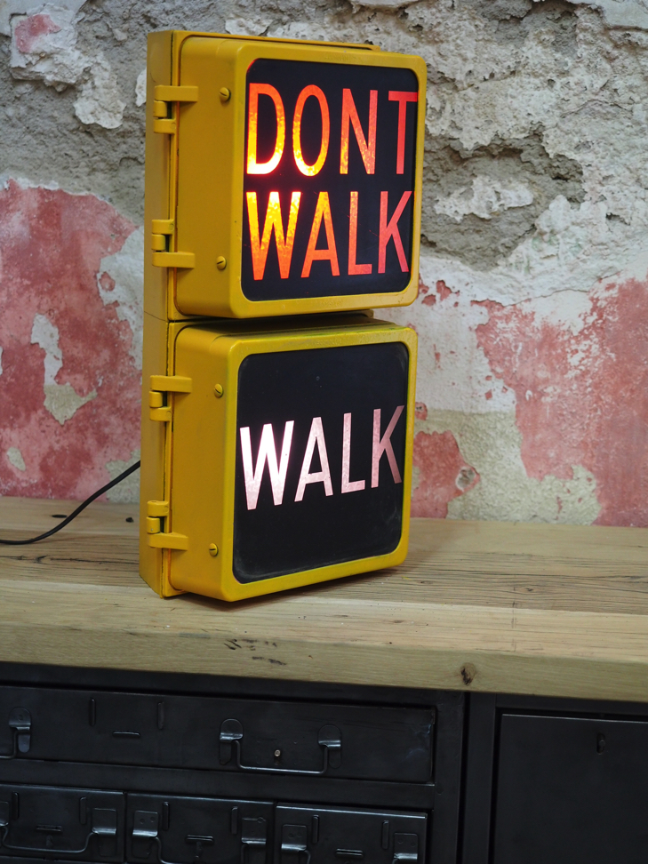 New York feu dont walk americain vintage USA jaune d'origine – Image 5