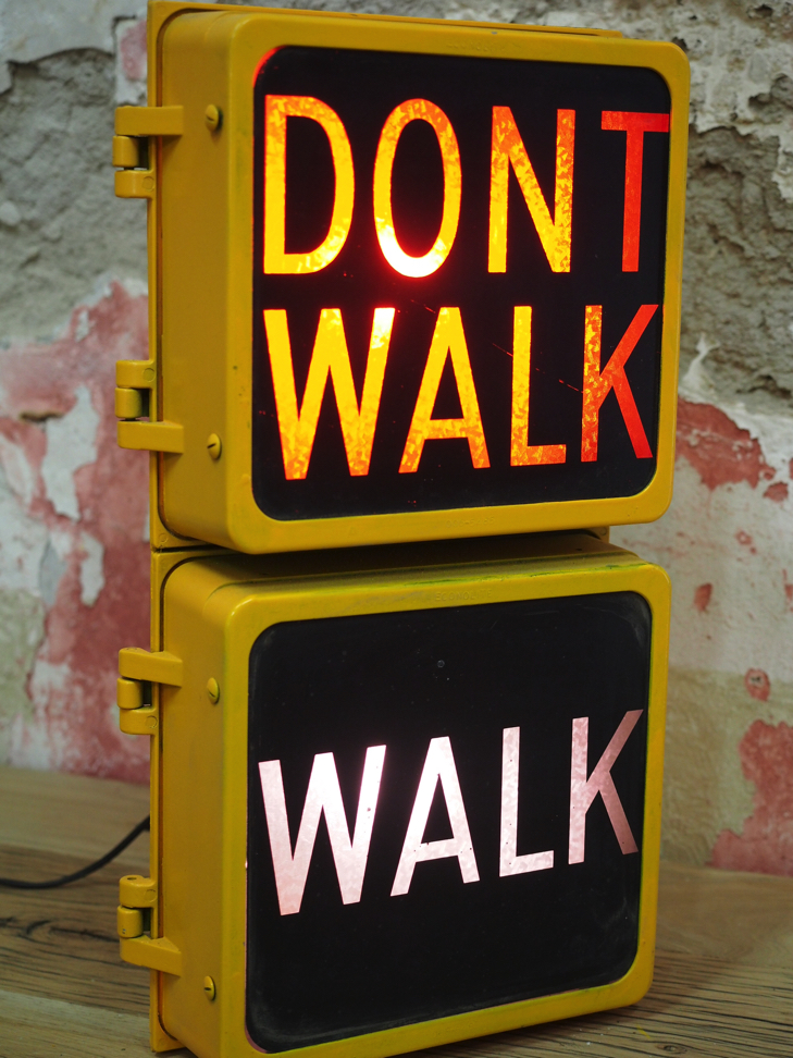 New York feu dont walk americain vintage USA jaune d'origine – Image 7