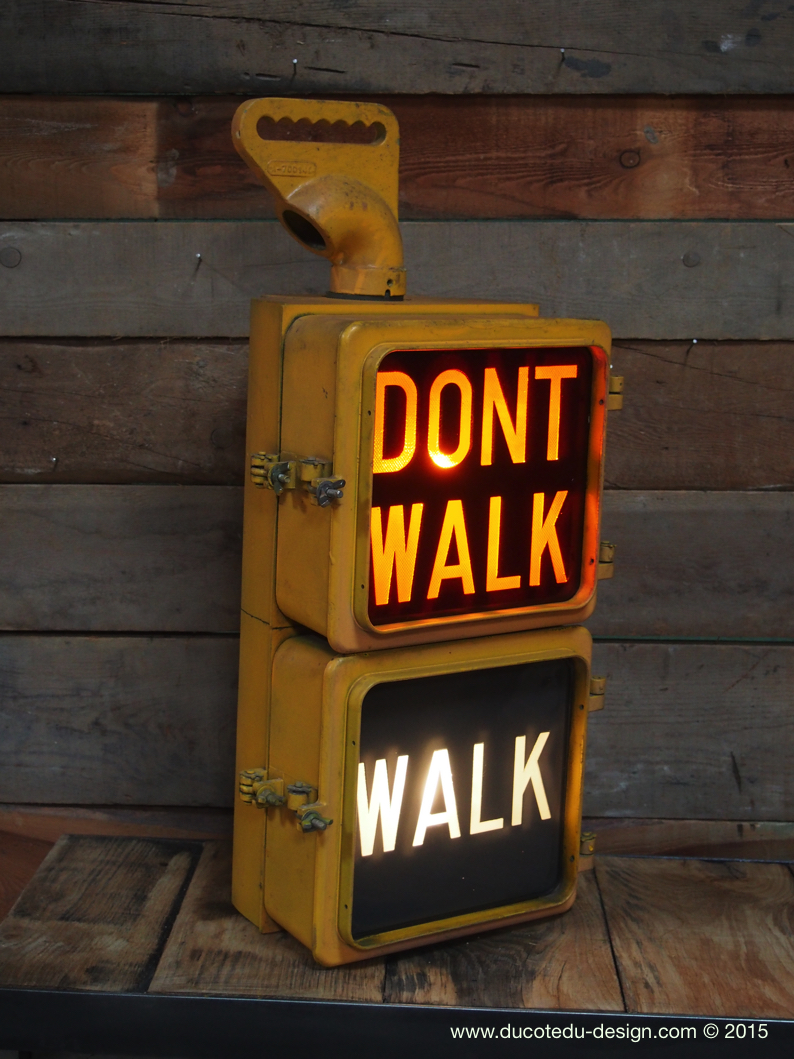 New York feu dont walk americain vintage USA jaune d'origine – Image 2