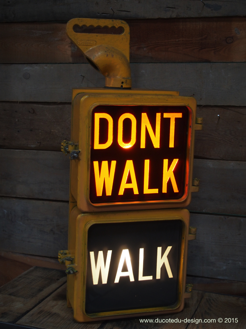 New York feu dont walk americain vintage USA jaune d'origine – Image 4