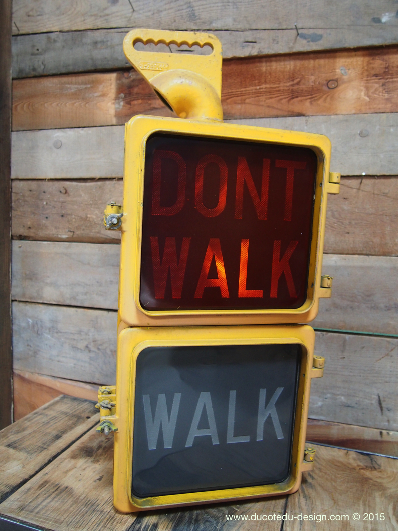 New York feu dont walk americain vintage USA jaune d'origine – Image 3