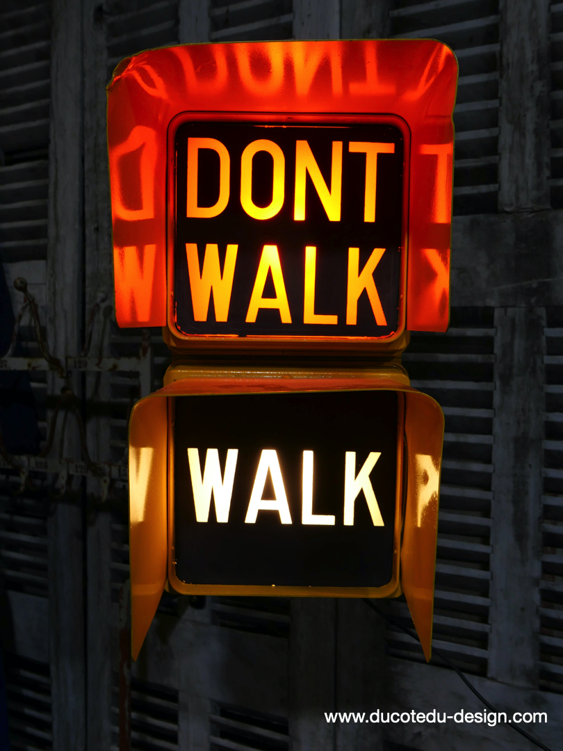 New York feu dont walk americain vintage USA jaune d'origine – Image 3