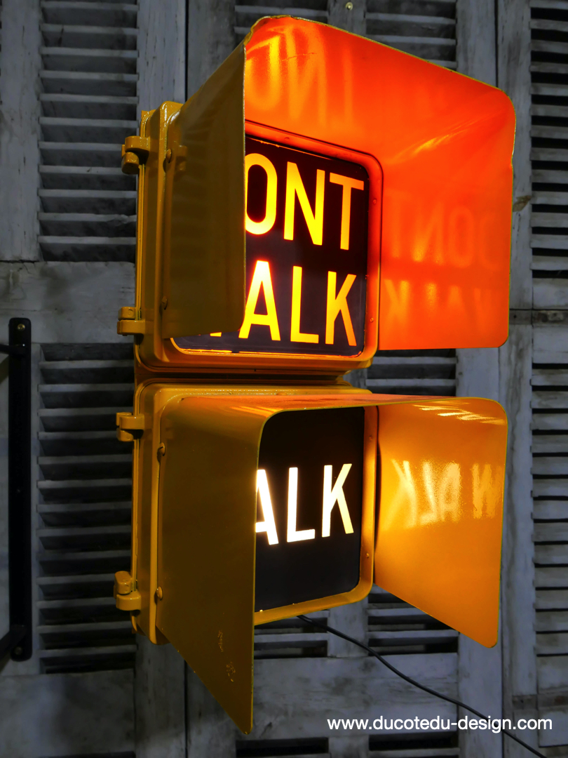 New York feu dont walk americain vintage USA jaune d'origine – Image 6