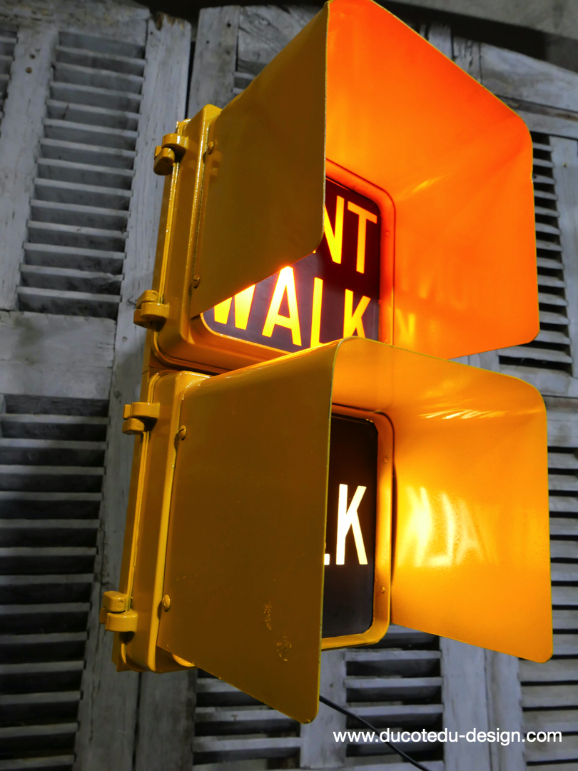 New York feu dont walk americain vintage USA jaune d'origine – Image 7