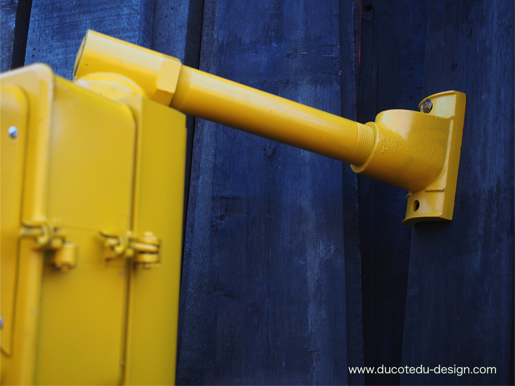 New York feu dont walk americain vintage USA jaune d'origine avec fixations murale – Image 9