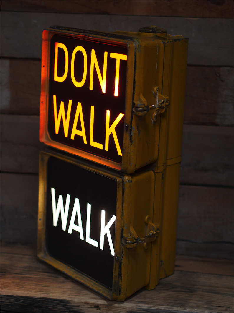 New York grand feu dont walk americain vintage USA jaune d'origine a poser – Image 2