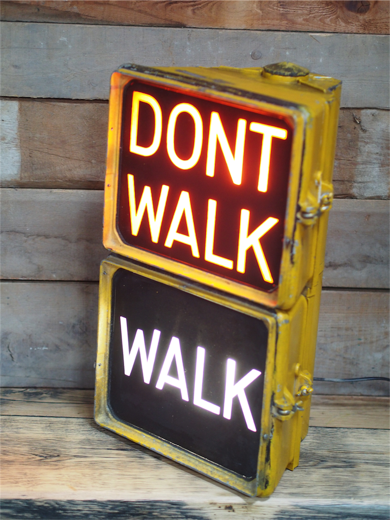 New York grand feu dont walk americain vintage USA jaune d'origine a poser – Image 7