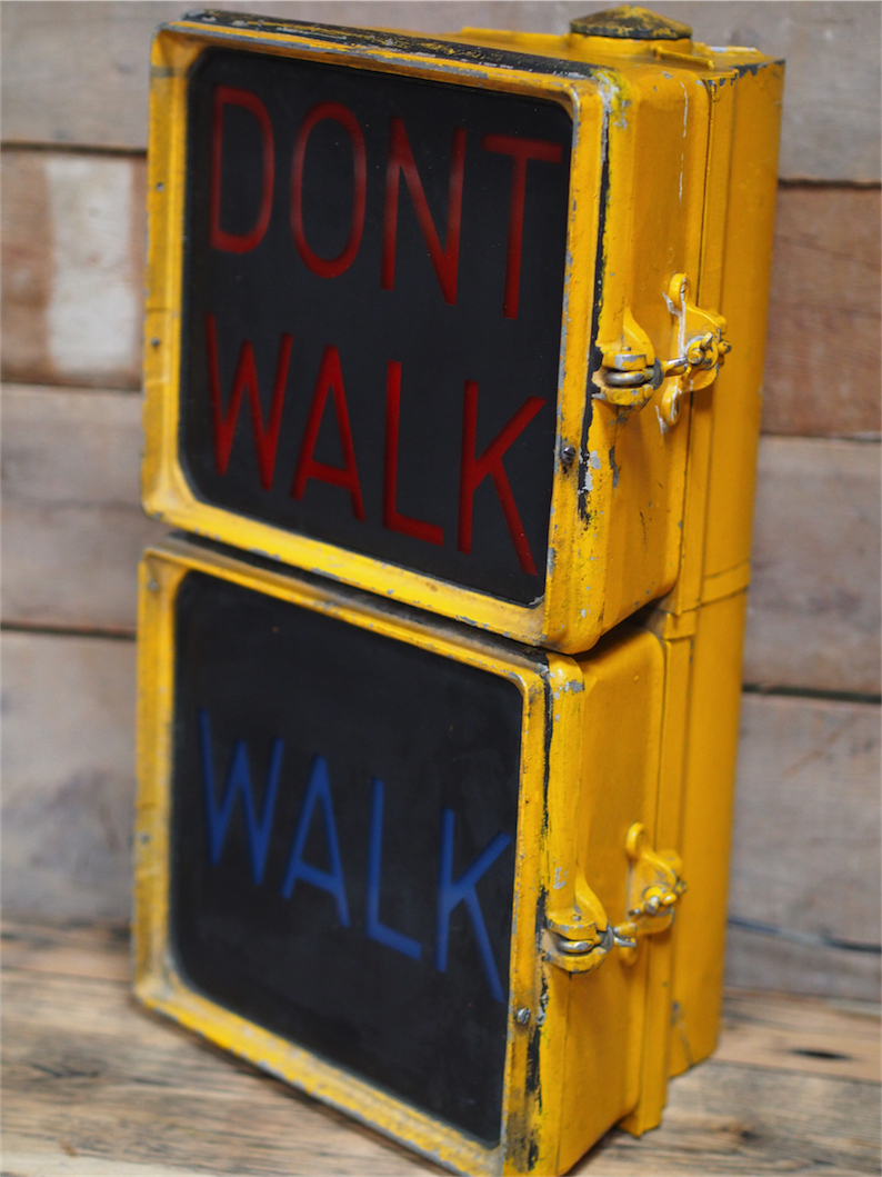 New York grand feu dont walk americain vintage USA jaune d'origine a poser – Image 11