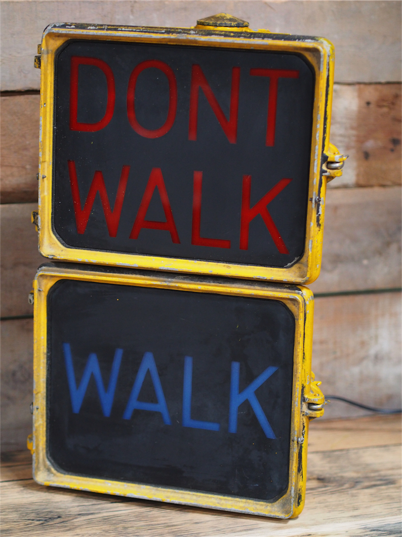 New York grand feu dont walk americain vintage USA jaune d'origine a poser – Image 3