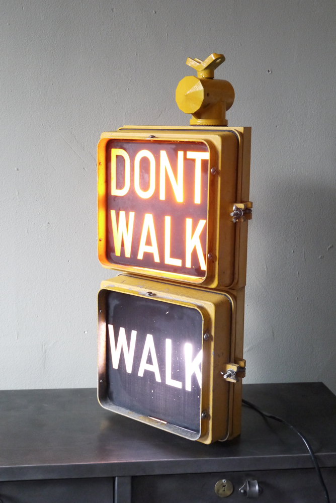 New York feu dont walk americain vintage USA jaune d'origine – Image 3