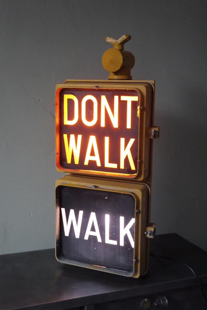 New York feu dont walk americain vintage USA jaune d'origine – Image 2