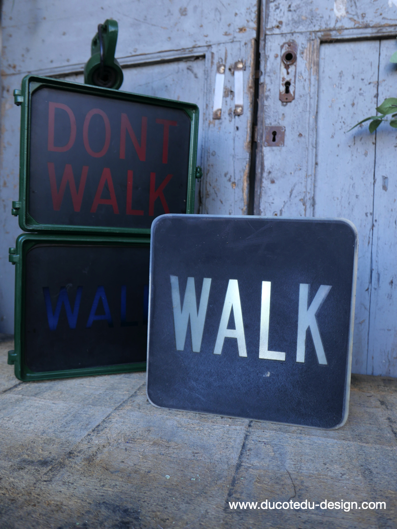 Plaque de feu don t walk americain vintage USA / walk blanc – Image 6