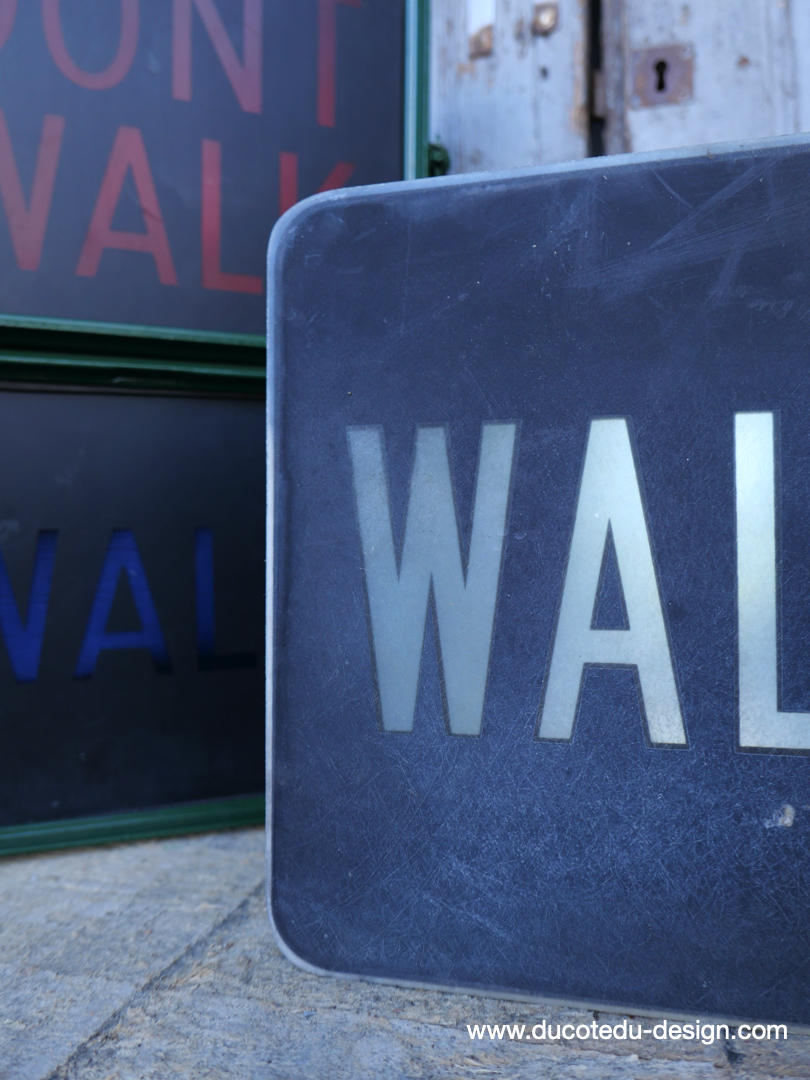 Plaque de feu don t walk americain vintage USA / walk blanc – Image 3