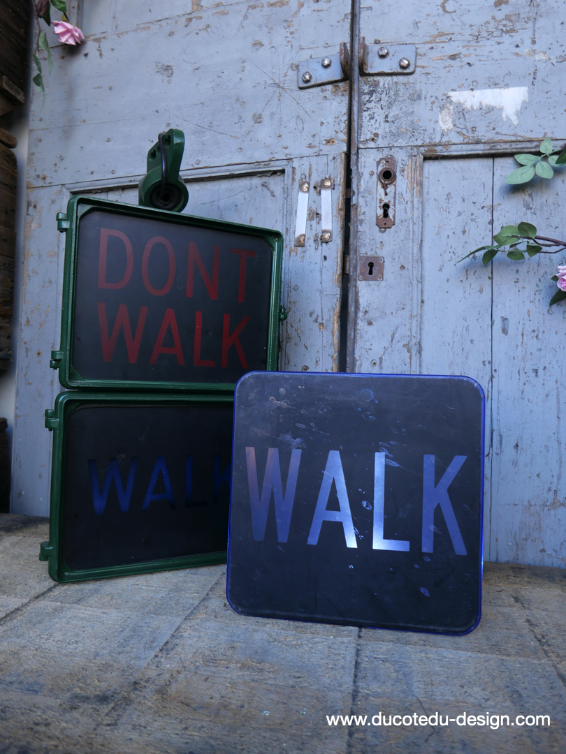 Plaque de feu don t walk americain vintage USA / walk bleu – Image 2