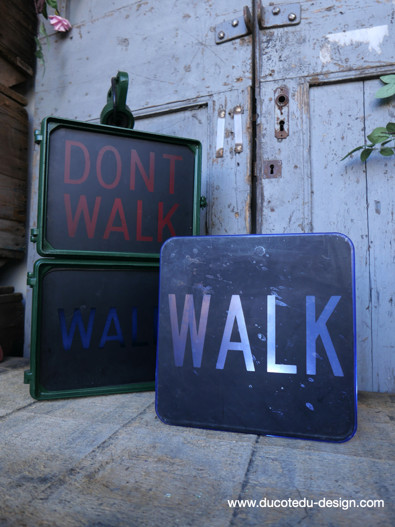 Plaque de feu don t walk americain vintage USA / walk bleu – Image 5