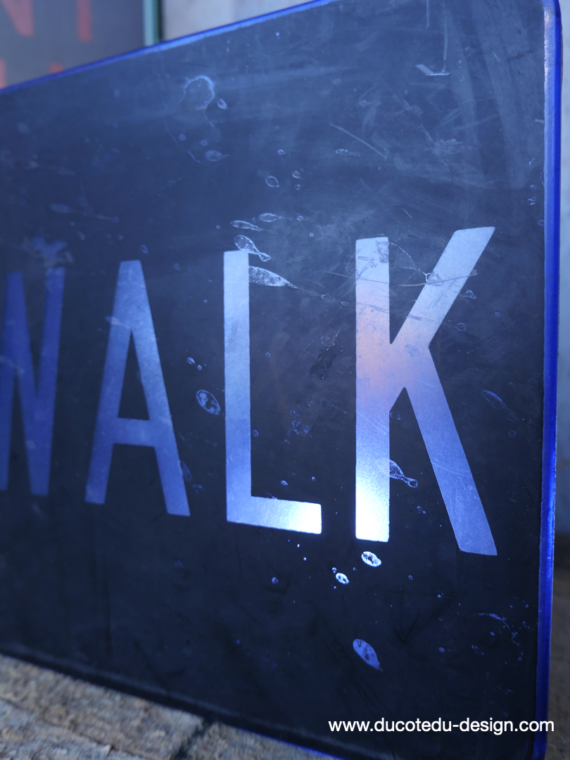 Plaque de feu don t walk americain vintage USA / walk bleu – Image 3