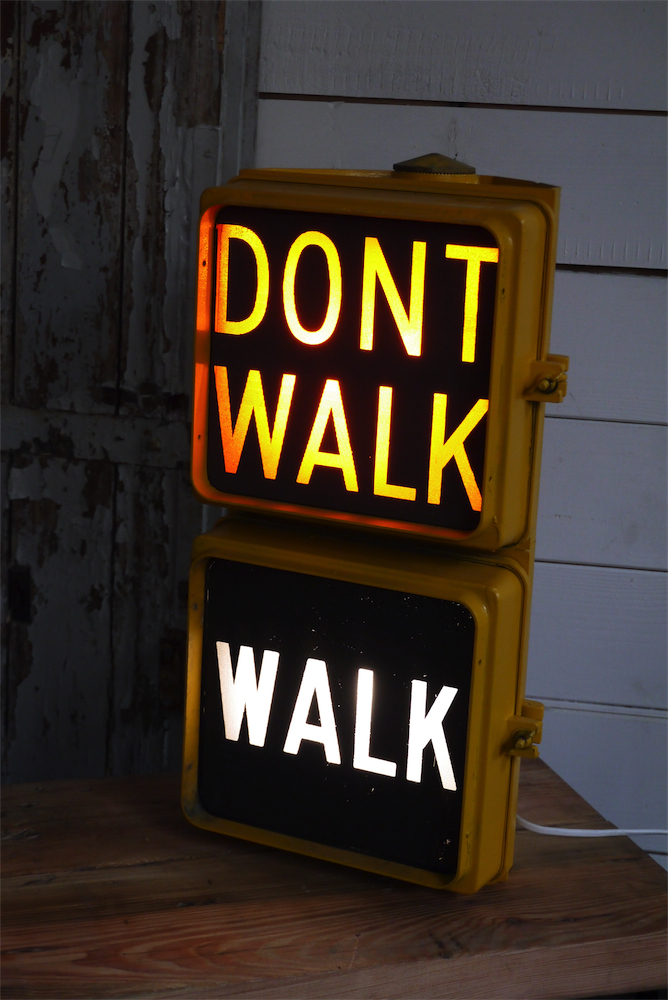 New York feu dont walk americain vintage USA jaune d'origine – Image 11