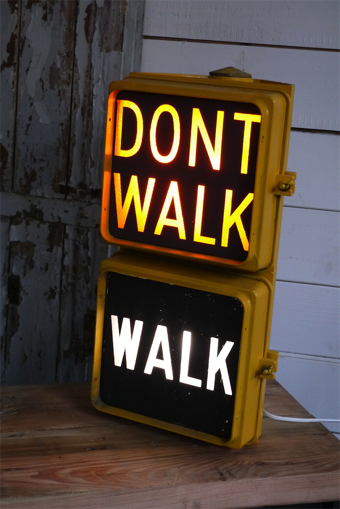 New York feu dont walk americain vintage USA jaune d'origine – Image 2