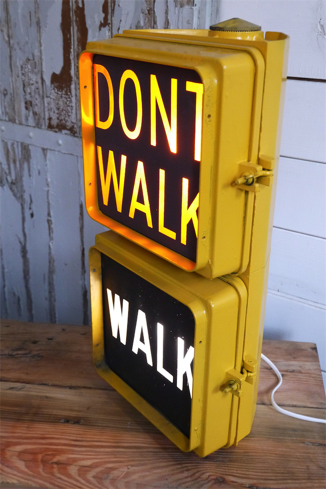 New York feu dont walk americain vintage USA jaune d'origine – Image 4