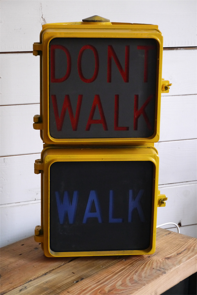 New York feu dont walk americain vintage USA jaune d'origine – Image 3