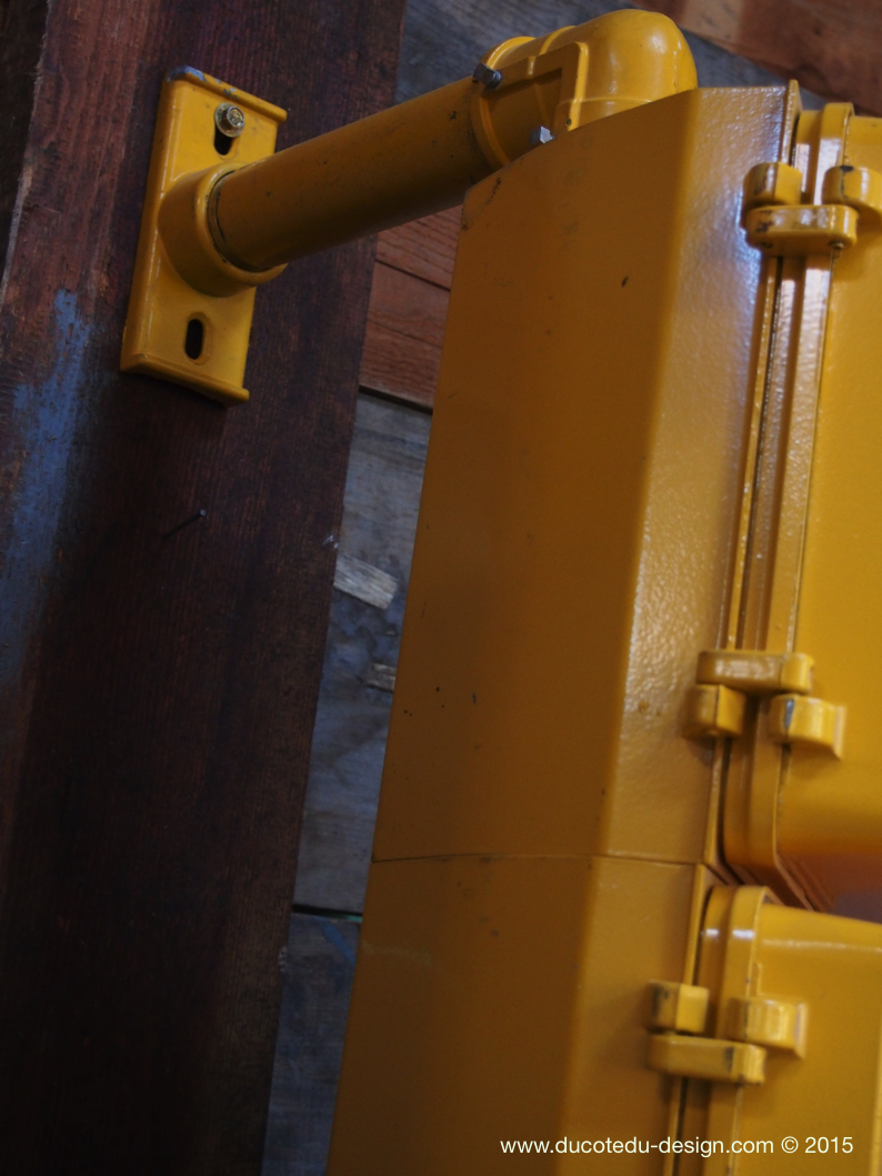 New York feu dont walk americain vintage USA jaune d'origine avec fixations murale – Image 5